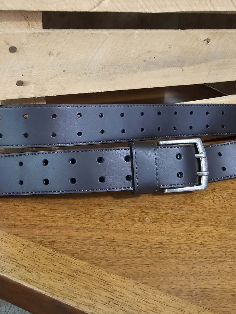 Brown Leather Double Prong Grommet Belt Sz 52/54 Big & Tall Reinforced